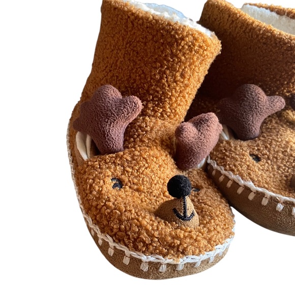 Hanna Andersson Critter Slippers By Hanna Reindeer Size 13-1 Youth - Picture 3 of 8
